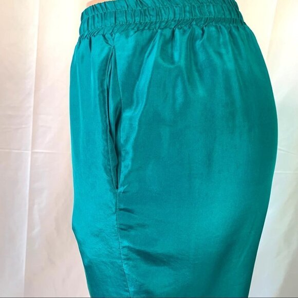 SECOND WIND VINTAGE SILK PANT LINED ELASTIC WAISTBAND HIGH RISE TROUSER WOMEN 10 - Picture 6 of 16
